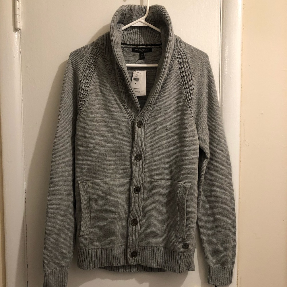 BR Factory Men’s Gray Knit Shawl Cardigan